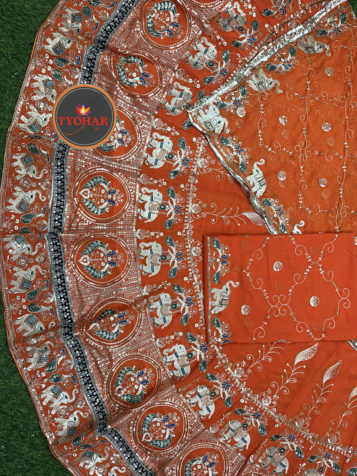 Boutique Designer 4 Meter Ghera Royal Poshak – A Timeless Blend of Tradition and Elegance/ CODE:SHR