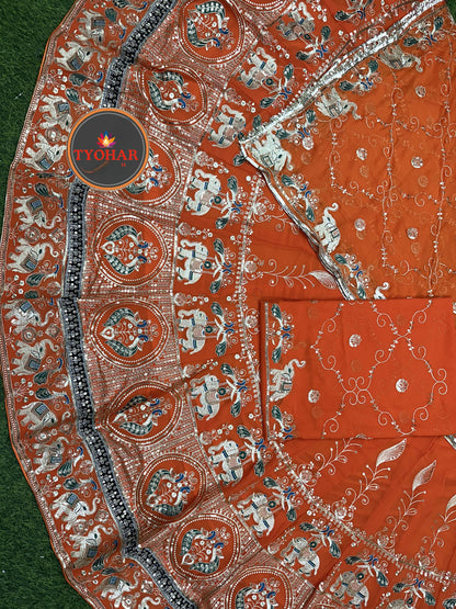 Boutique Designer 4 Meter Ghera Royal Poshak – A Timeless Blend of Tradition and Elegance/ CODE:SHR