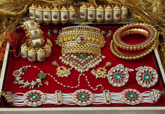 Rajwari look elegant poshak jewelry combo set