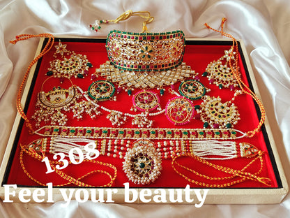 *Beautiful   Meenakari Kundan Jadaaw combo set