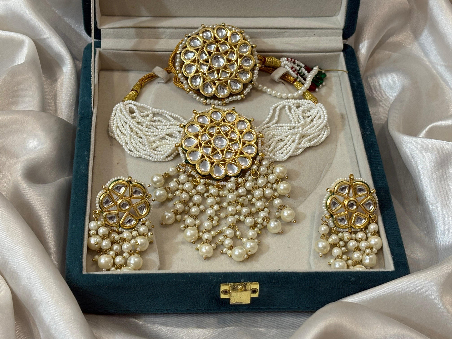Meenakari Choker Set with Earrings & Big Borla – Traditional Bridal Jewellery for Wedding & Festive Wear