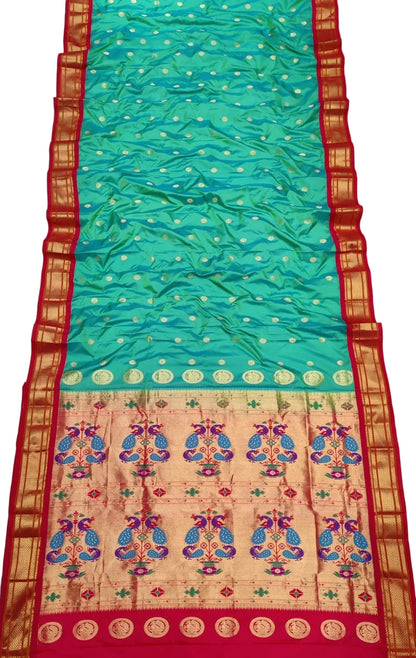 Traditional 9 Yard Kadiyal Paithani Saree – Pure Silk with Rich Pallu & Contrast Blouse