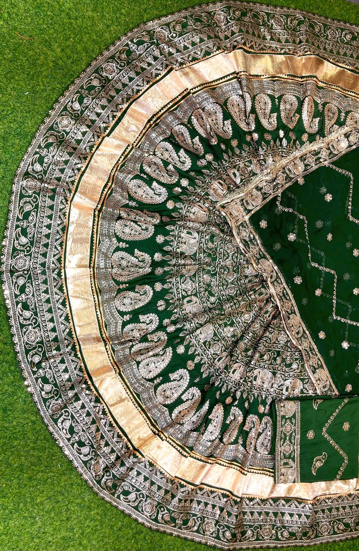 CREPSILK Fabric with Humarai pure Odhani  VINTAGE STYLE Barik Zari Sequence work Rajasthani Poshak