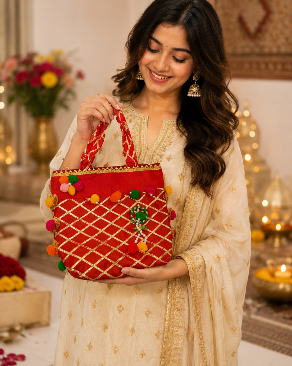 Wedding Return Gift Bag – Ethnic Gifting Bag for Haldi Kumkum, Mangal Path & Festive Occasions
