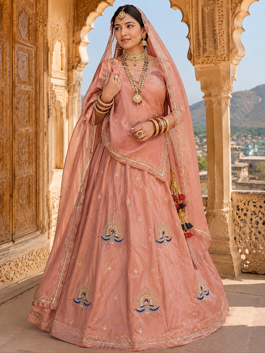 Boutique Natural PYOR Fabric Peacock design party wear Rajasthani poshak