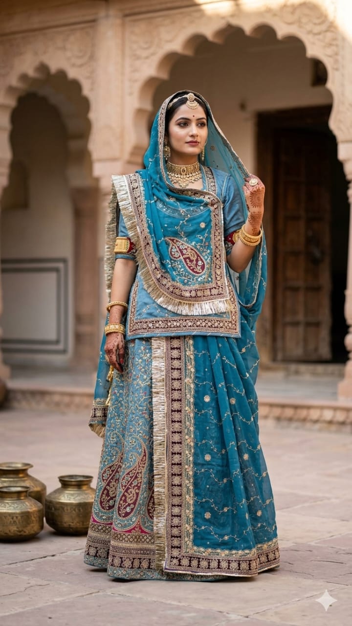 Designer Rajasthani Poshak with Zardosi Work | 14 Kali Lehanga