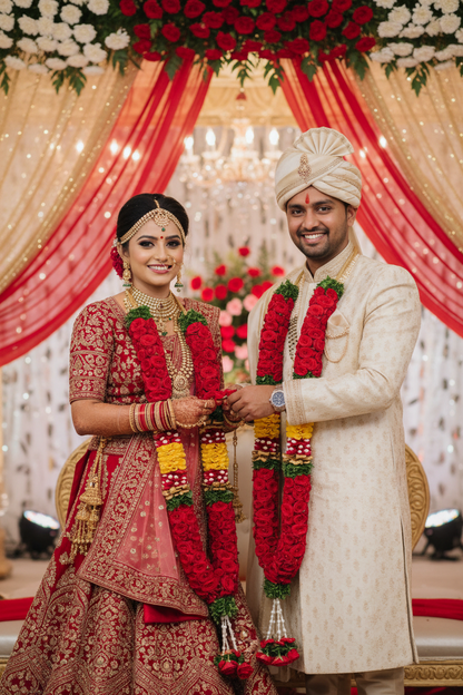 Fresh Rose Jaimala Pair | Handmade Wedding Varmala for Bride & Groom