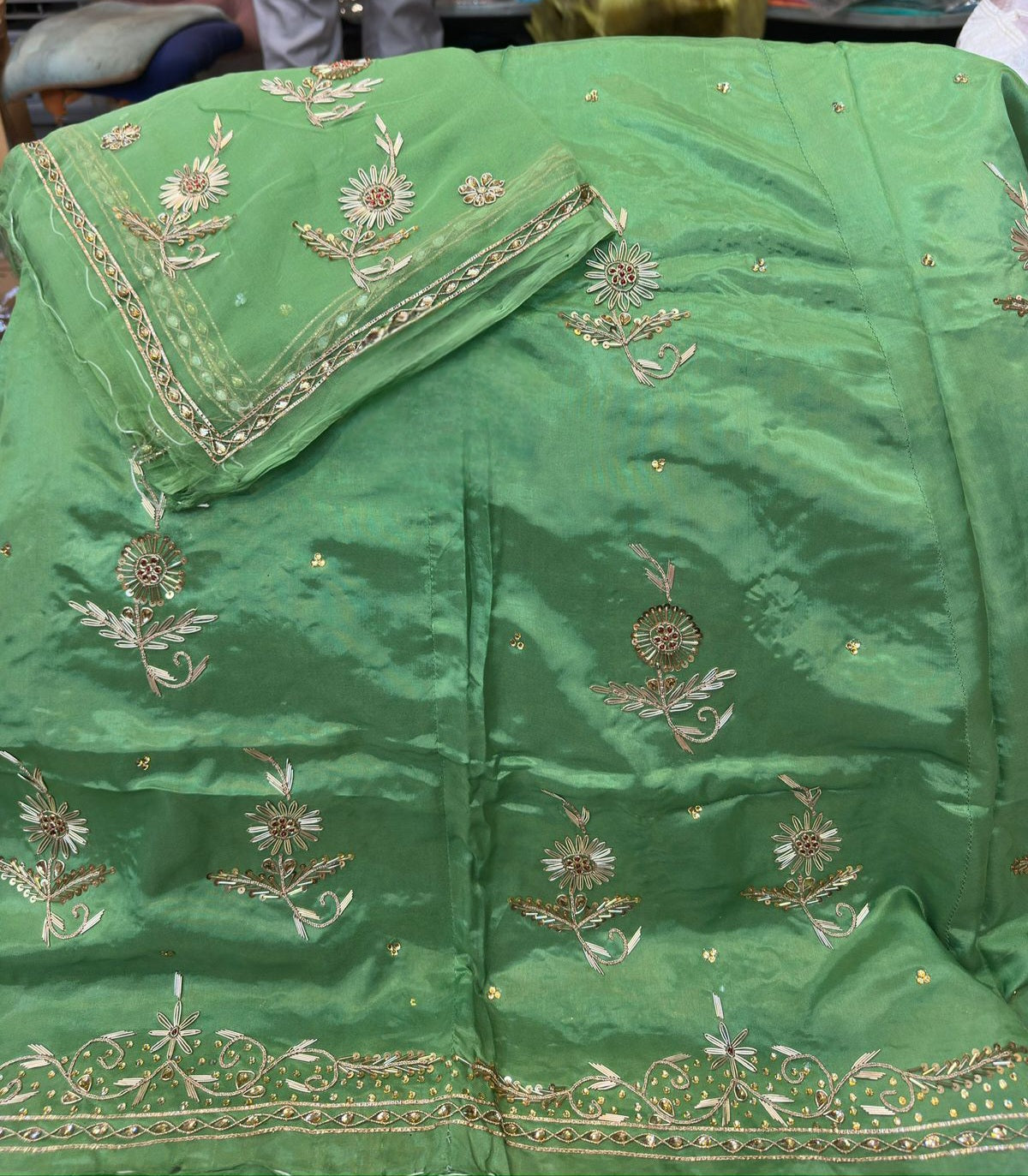 Upada silk fabric pure odhna heavy dabka jardoji handwork Fancy Rajasthani poshak