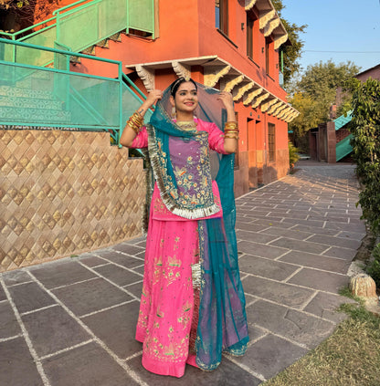 Elegant Partywear Rajasthani Poshak – Natural Silk with Kasab Zari, Aari & Resham Work
