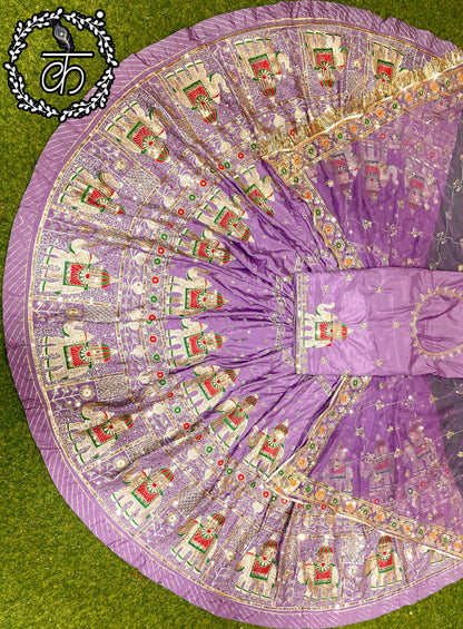 Boutique Vintage Rajputi Poshak | Premium Crepe Silk with Pure Odhani & Hand Zari Work