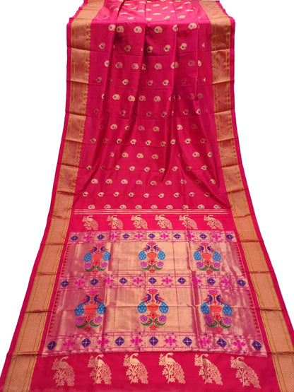 Pure Silk Paithani Saree with Maharani Pallu & Meenakari Buti – Kalanjali Collection