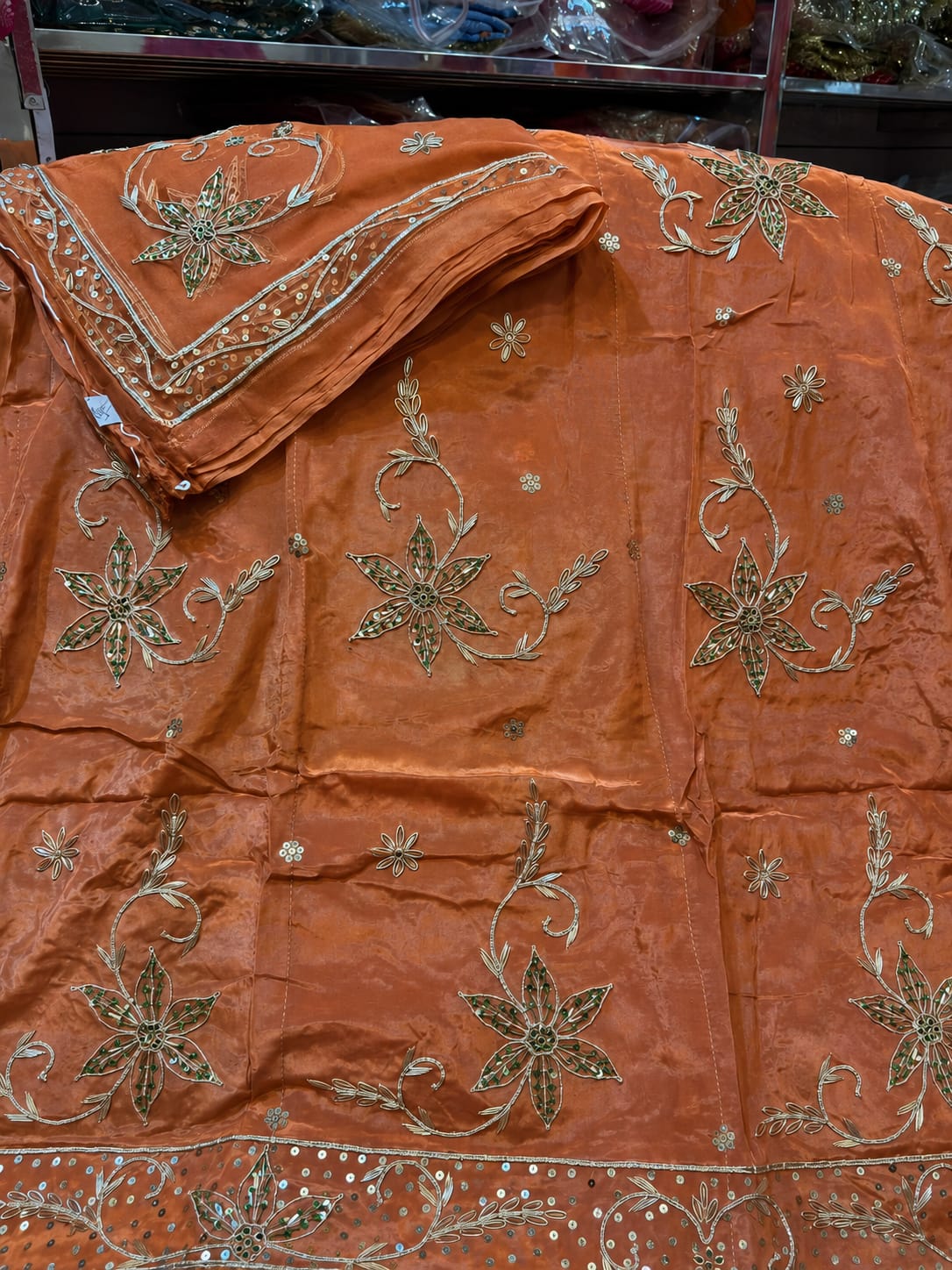 Heavy dabka jardoji handwork Natural silk Pyor odhna Rajasthani poshak
