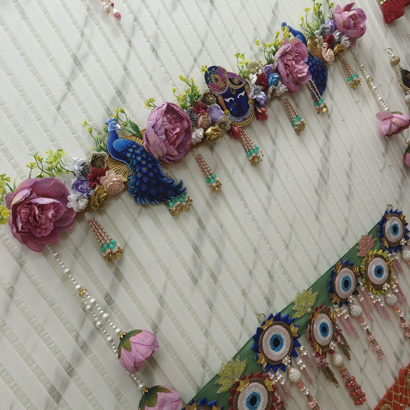 Shree nath ji mor floral design beautiful handmade heavy Bandarwal/Toran 40"inch