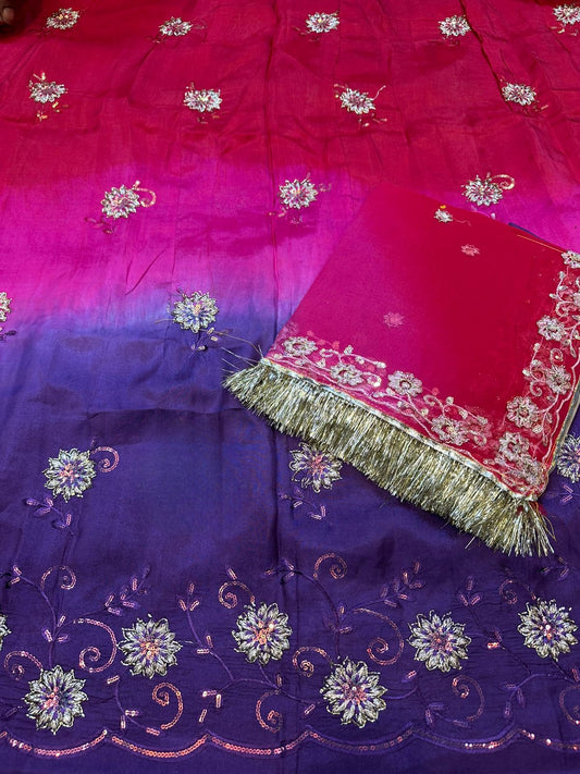 Heavy upada fabric  thakurji pure odhna resam  taara  katdana work handwork Beautiful Rajputi poshak