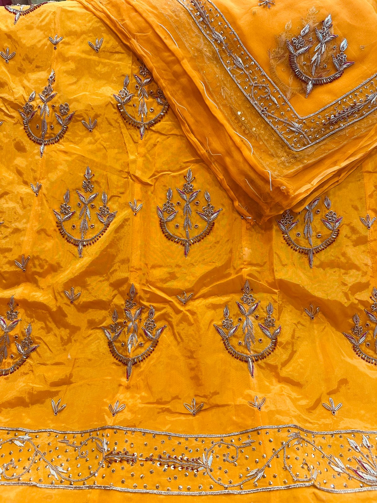 Regal Tissue Silk Thakurji Poshak with Exquisite Jardoji Dabka Detailing