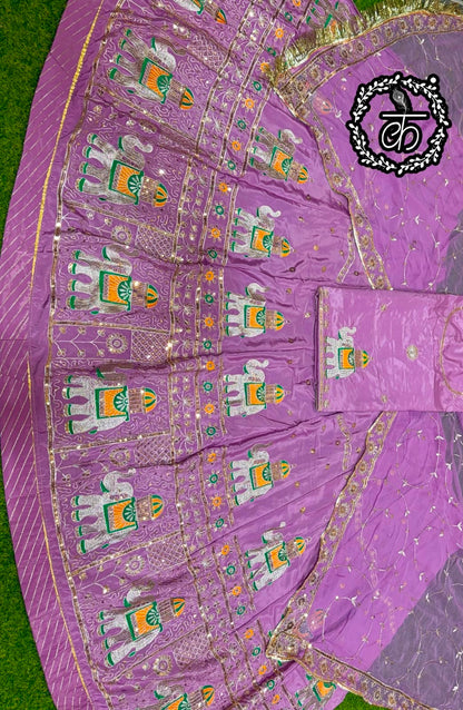 Boutique Vintage Rajputi Poshak | Premium Crepe Silk with Pure Odhani & Hand Zari Work