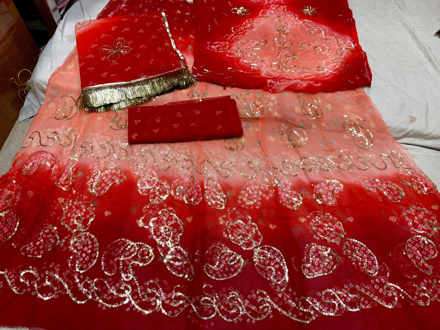Thakurji Pure Rai Bandhej Poshak with Taari Work & Gota Kiran Finishing