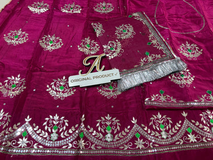 Upada Crepe Thakurji Rajputi Poshak – Pure Odhani with Aari & Silver Gota Patti Handwork (Unstitched)