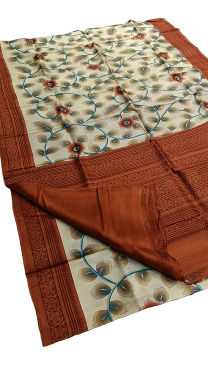 Katan Silk Madhubani Print Pure Silk Saree – Premium Artistic Saree