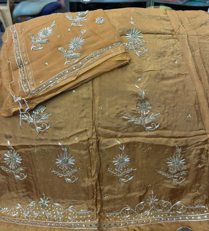 Upada silk fabric pure odhna heavy dabka jardoji handwork Fancy Rajasthani poshak
