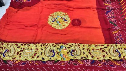 Traditional Pila Chunri –   Ojaria with Kolkata Zardosi Handwork