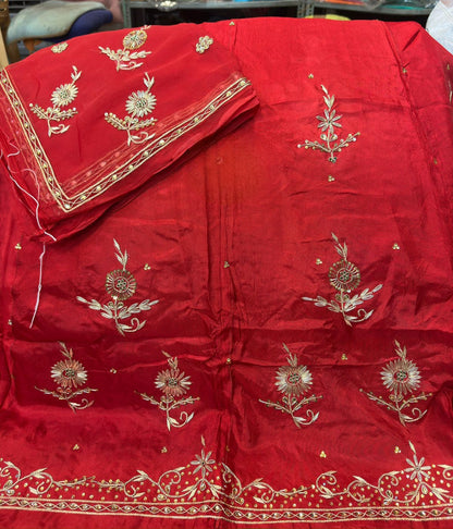 Upada silk fabric pure odhna heavy dabka jardoji handwork Fancy Rajasthani poshak