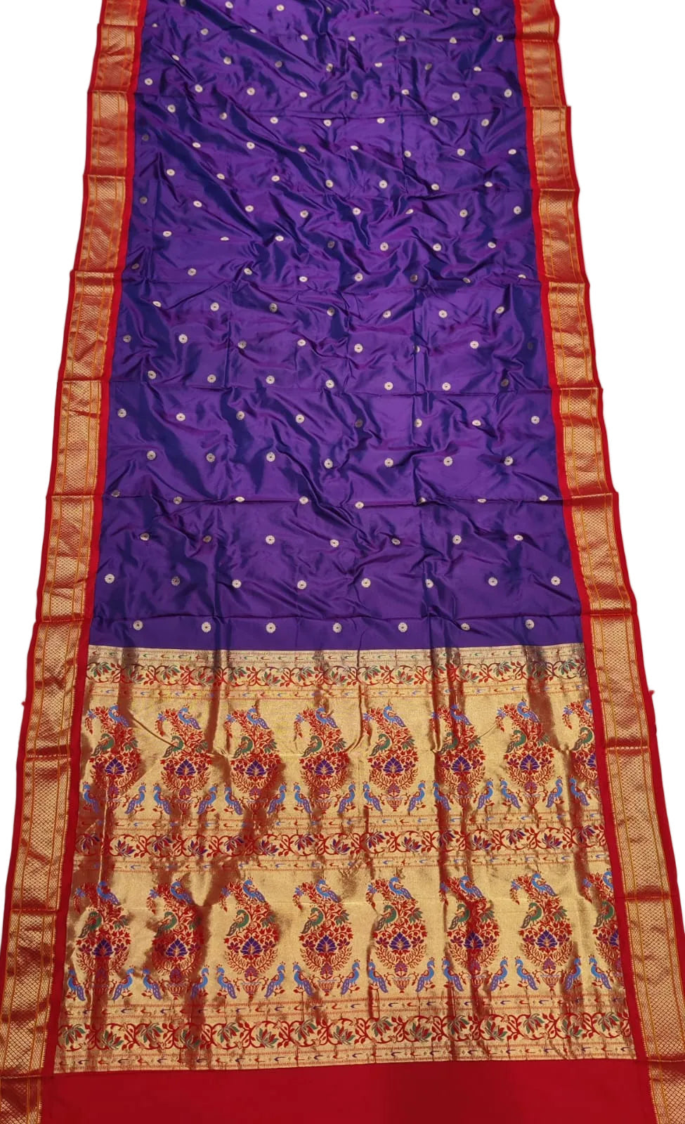 Traditional 9 Yard Kadiyal Paithani Saree – Pure Silk with Rich Pallu & Contrast Blouse