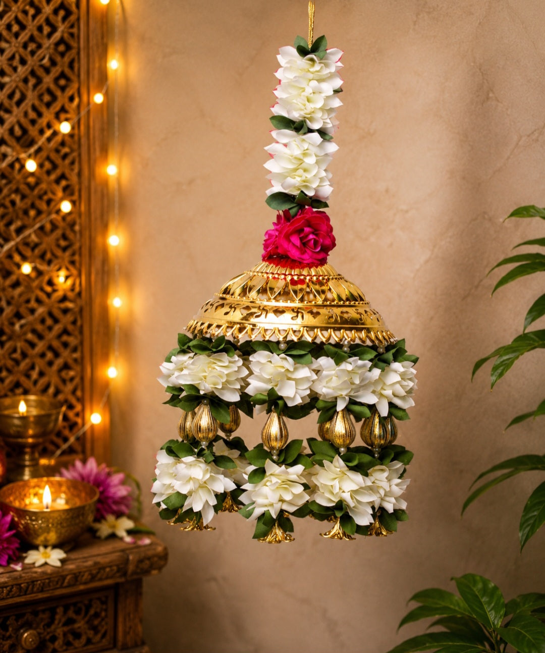 Floral Jhumar for diwali/festival decorations  /L 22 INCH ROUND 29* INCH/ metal
