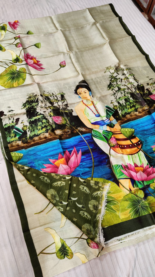 premium craftsmanship with our beautiful Digital Print Pure Silk Saree With silk mark certified