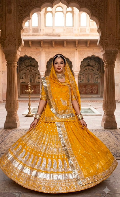 CREPSILK Fabric with Humarai pure Odhani  VINTAGE STYLE Barik Zari Sequence work Rajasthani Poshak