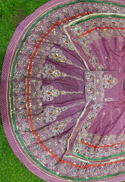 Vintage Barik Zari 4 MTR Gher Rajasthani Poshak – Heavy Crepe Silk Designer Lehenga