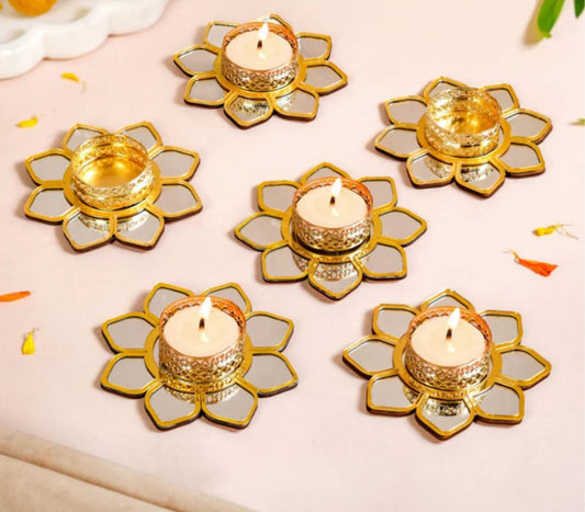 Beautiful Mirror T light without wax pack of 4