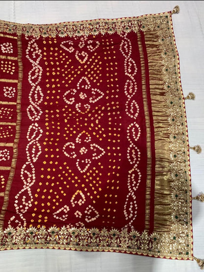 Pure Ghatchola Gaji Silk Bandhej Saree | Handwork Traditional Ethnic Wear