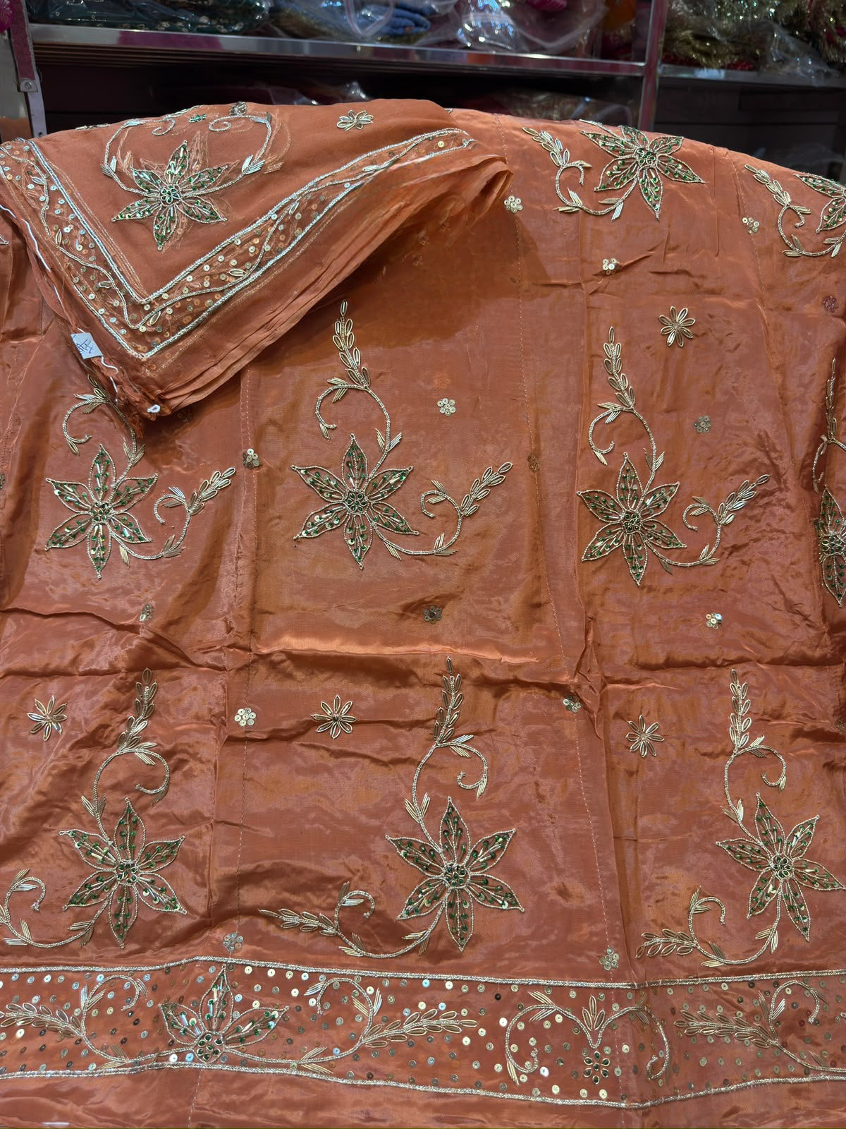 Heavy dabka jardoji handwork Natural silk Pyor odhna Rajasthani poshak