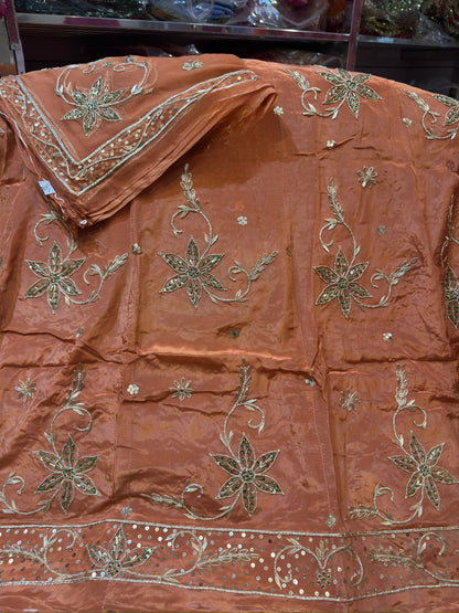 Heavy dabka jardoji handwork Natural silk Pyor odhna Rajasthani poshak