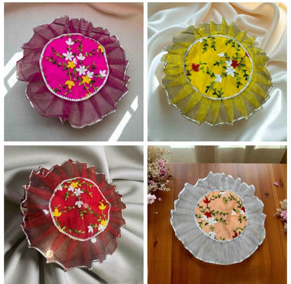 Handembroidery Beautiful Thalpose/Thali Cover  color Red Yellow pink