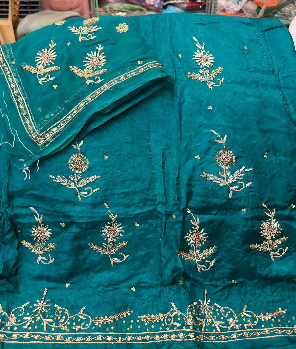 Upada silk fabric pure odhna heavy dabka jardoji handwork Fancy Rajasthani poshak
