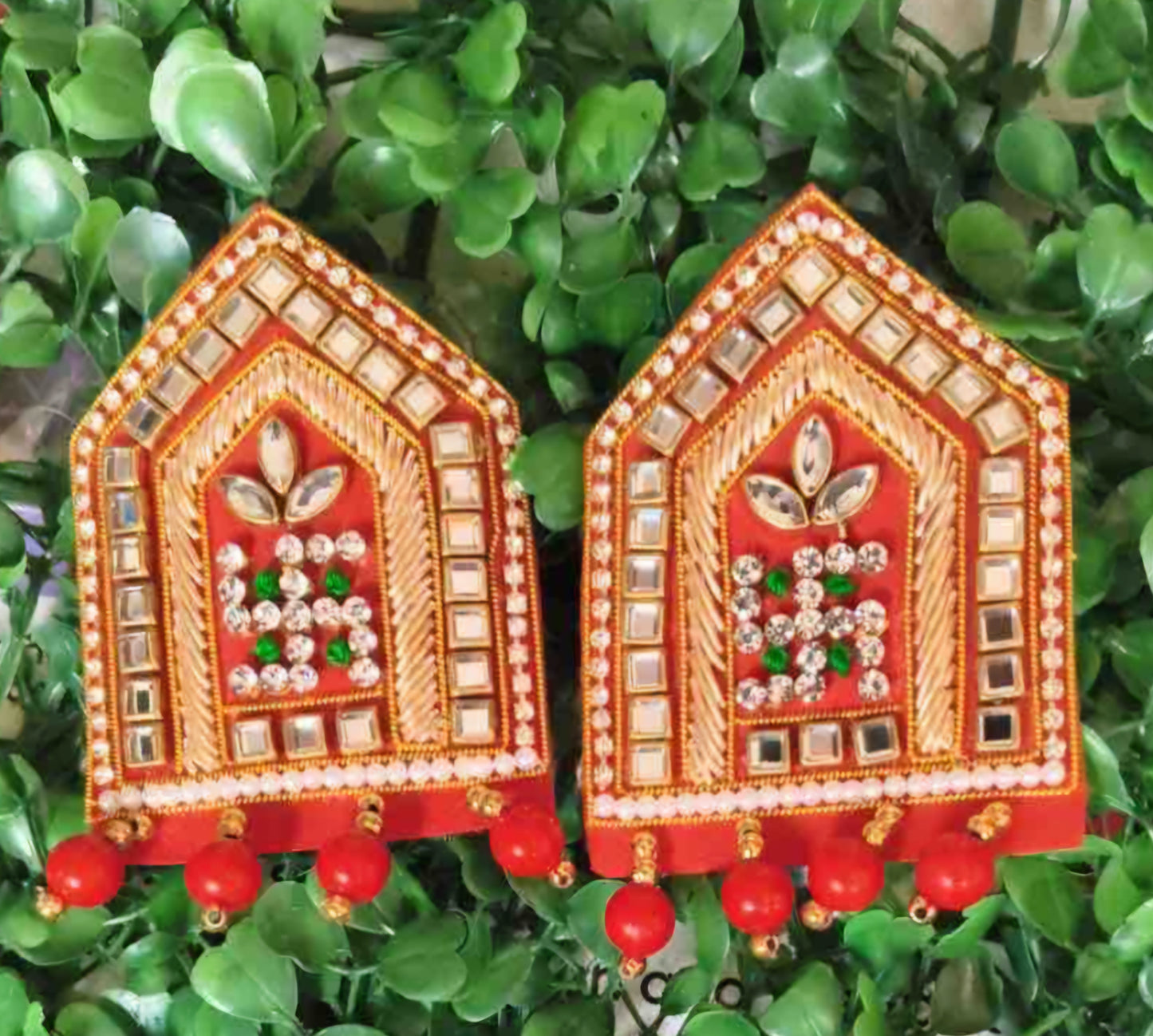 PREMIUM HANDCRAFTED JARDOJI RAKHI SOON PUJA DOOR TAG PAIR
