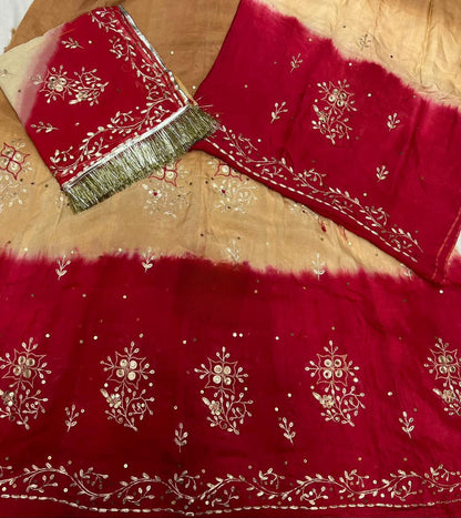 Boutique Party Wear Poshak: New Upada Crape Fabric | 3D Shaded Colors & Hand Aari Work