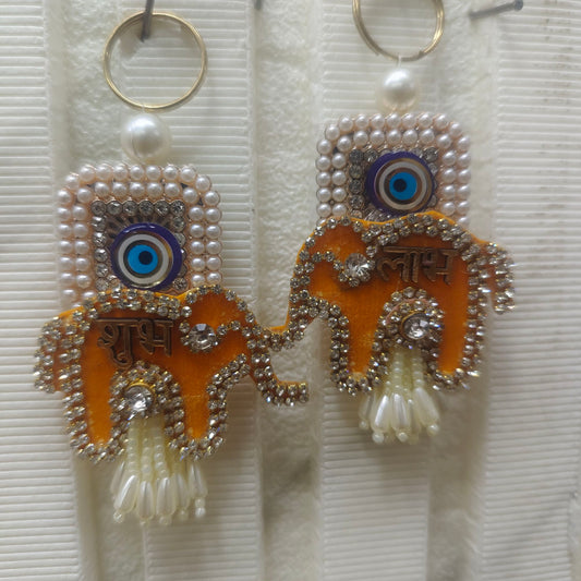 Elegant evil eye ganpati good vibes subh labh hanging
