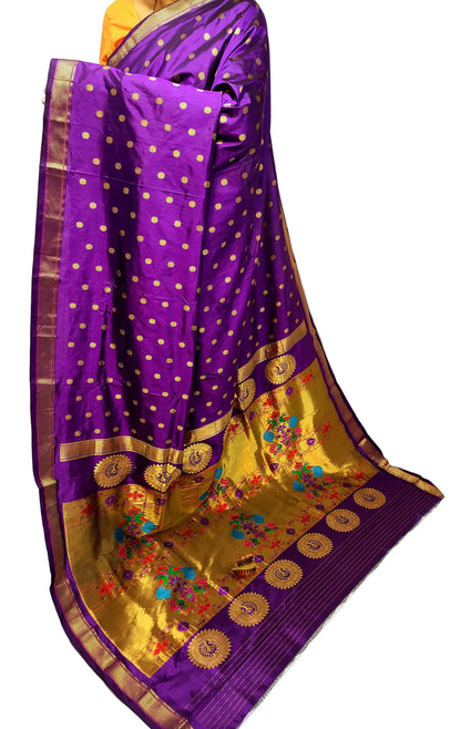 Maharani Kalanjali Handwoven Pure Silk Paithani Saree – All Over Butta with Royal Pallu