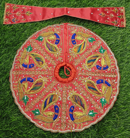 Peacock gulen work boutique Ladoo gopalji poshak  size 8"inch