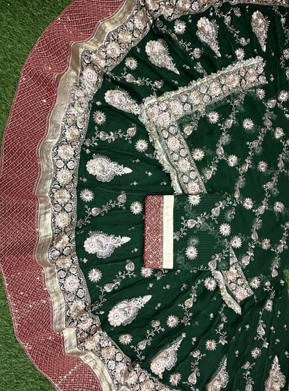 Designer 4.5 MTR Gher Rajwadi Lehenga Poshak – Velvet Border & Vintage Zari Work