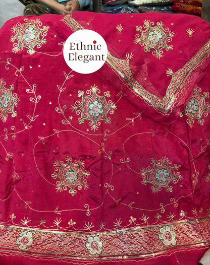 Rajputi Boutique Poshak – Heavy Natural Odhna with Zari, Taara & Resham Handwork