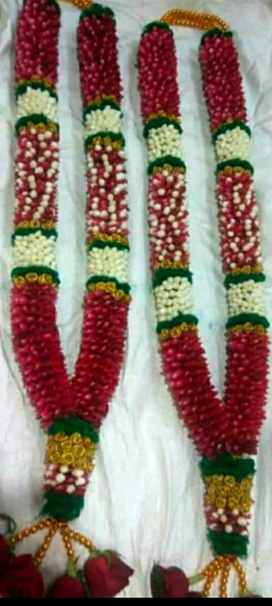 Rose & Mogra Jaimala Pair | Fresh Flower Bridal Wedding Garland