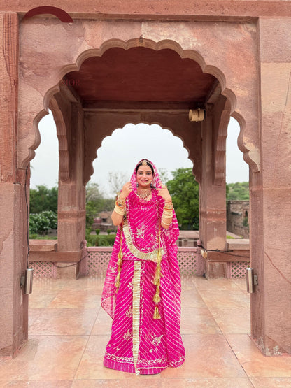Lahriya Special Rani Colour Humrahi Poshak | Pure Ethnic Lahriya | Zari Kasab & Pitten Work | Unstitched
