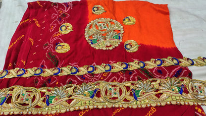 Premium Kolkata Ojaria Pila Chunri | Handmade Wedding & Puja Chunri