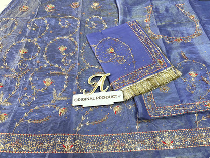 Elegant Jardozi Handwork Thakurji Poshak | Tissue Fabric with Pure Odhna
