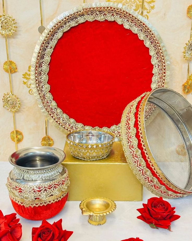 Traditional Karwa chauth Pooja Thali set