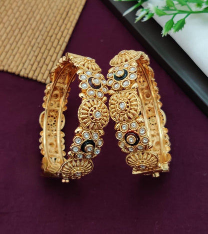 Luxury Traditional Brass Kundan Kangan set